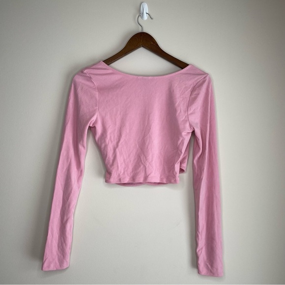 Victoria's Secret Cozy Wrap Crop Top Ribbed Ballet Wrap Ballerina Pink Sz Small - Picture 8 of 10